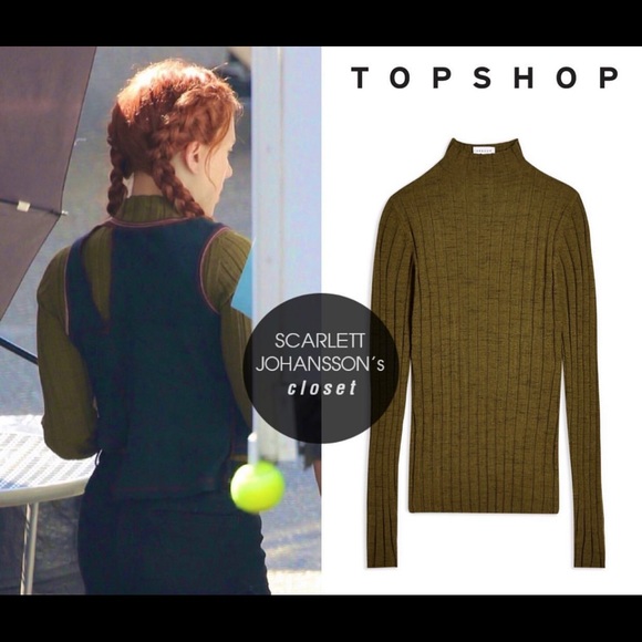 Topshop Tops - ASO Natasha romanoff  Topshop Marled Ribbed Funnel Neck Sweater Green XS